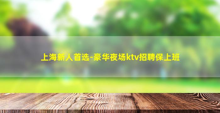 上海新人首选-豪华夜场ktv招聘保上班
